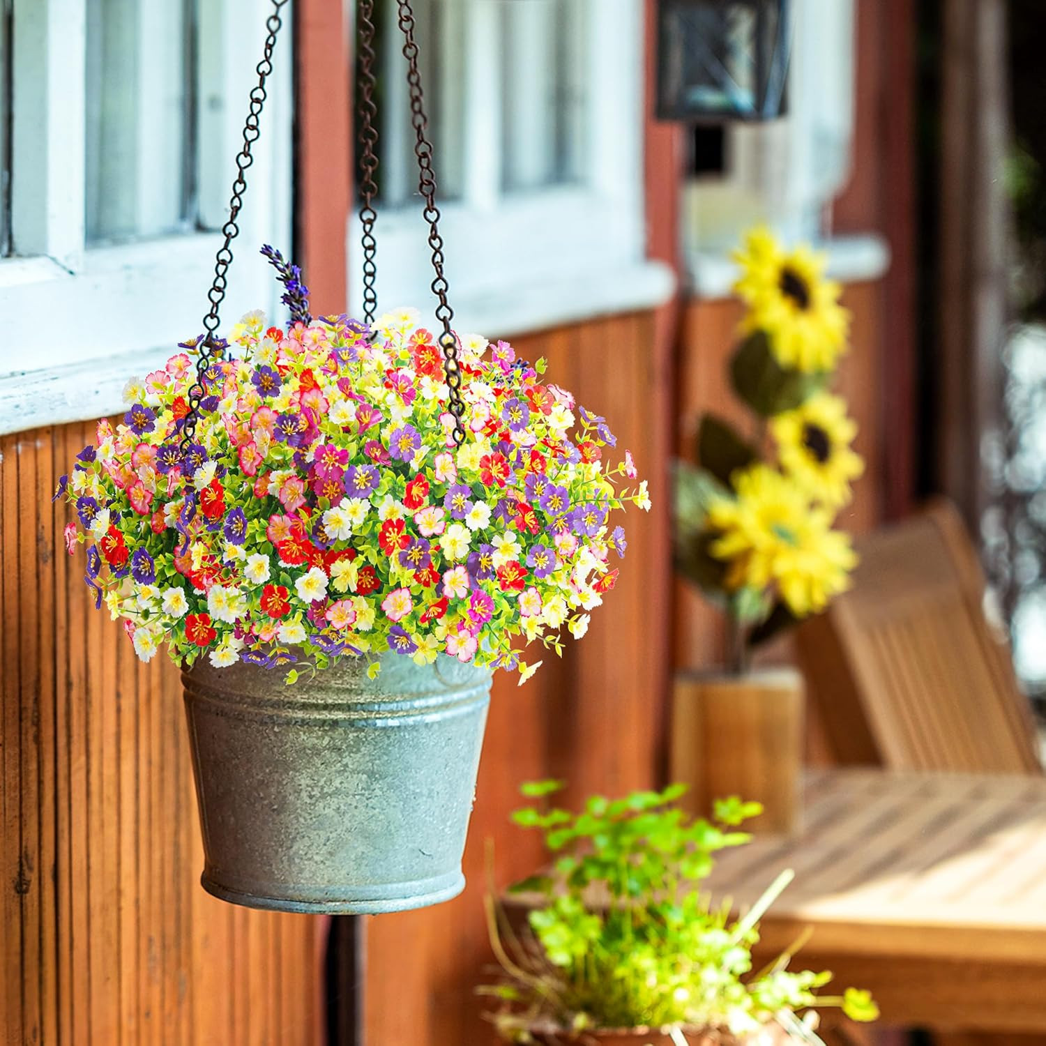 Der Rose 24 Bundles Fake Flowers Artificial Dasiy Faux Flowers Bulk for Outdoor