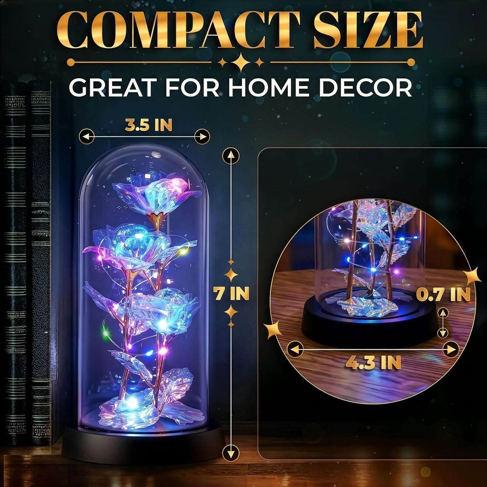 LED Light Up Rose in Glass Dome in Gift Box — Gifts for Mom, Grandma, Wife & …