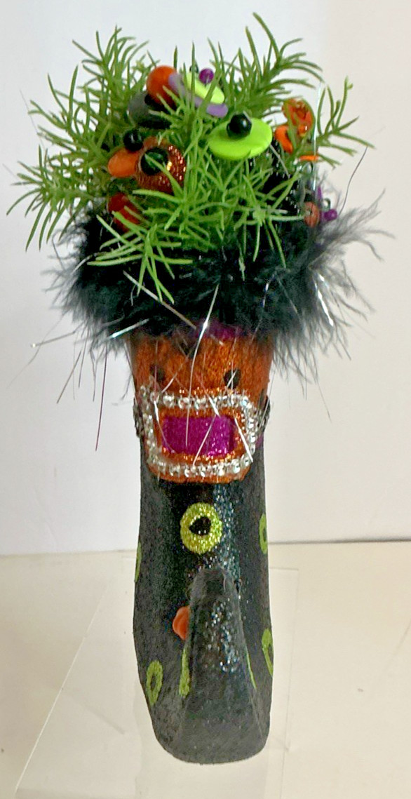 Vintage Halloween Witch’s Boot Button Bouquet One Of A Kind Handmade