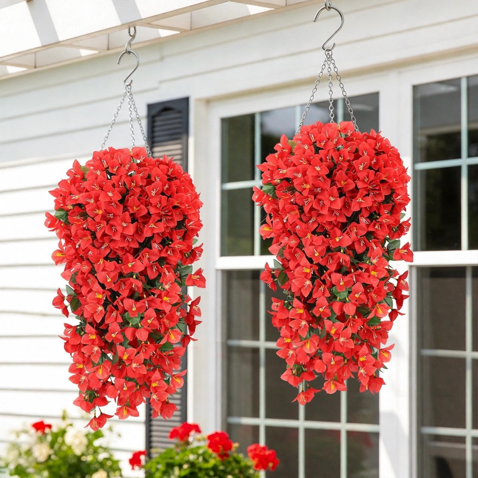 Artificial Bougainvillea for Outdoors Faux Plants UV Resistant Flowers Fake Plas