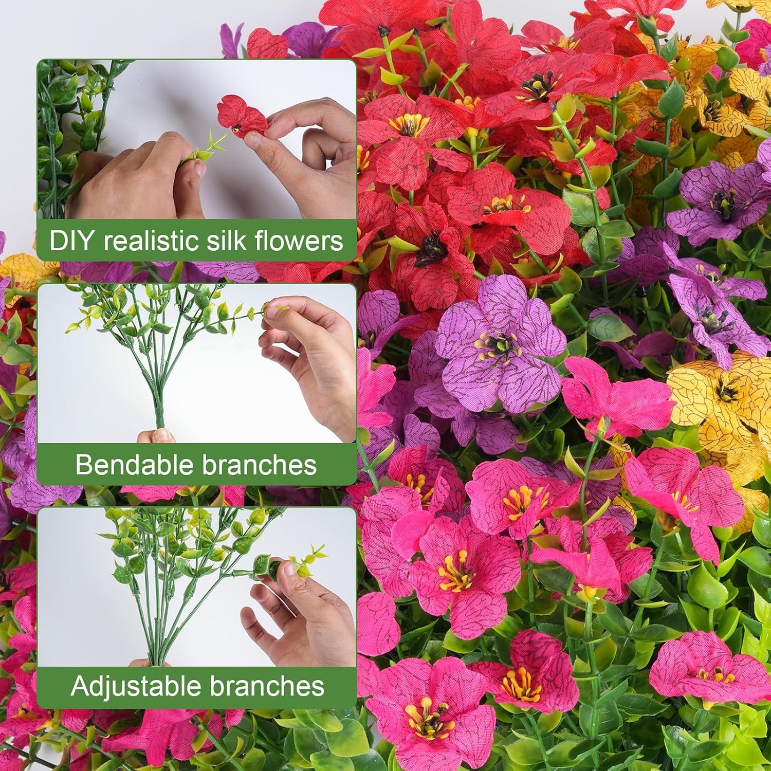 16 Bundles Artificial Flowers, Faux Daisy Eucalyptus Outdoor Patio Decor