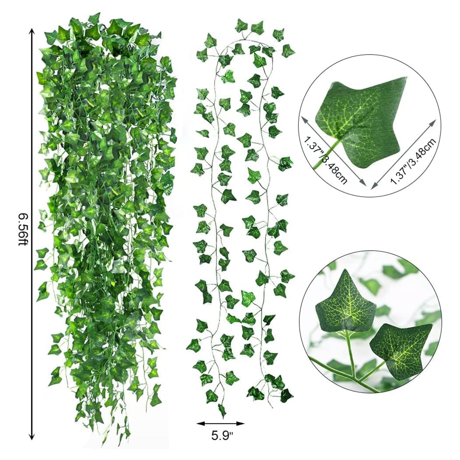 Fake Hanging Ivy, 14 Pack Greenery Garland, Bedroom Decor, Green