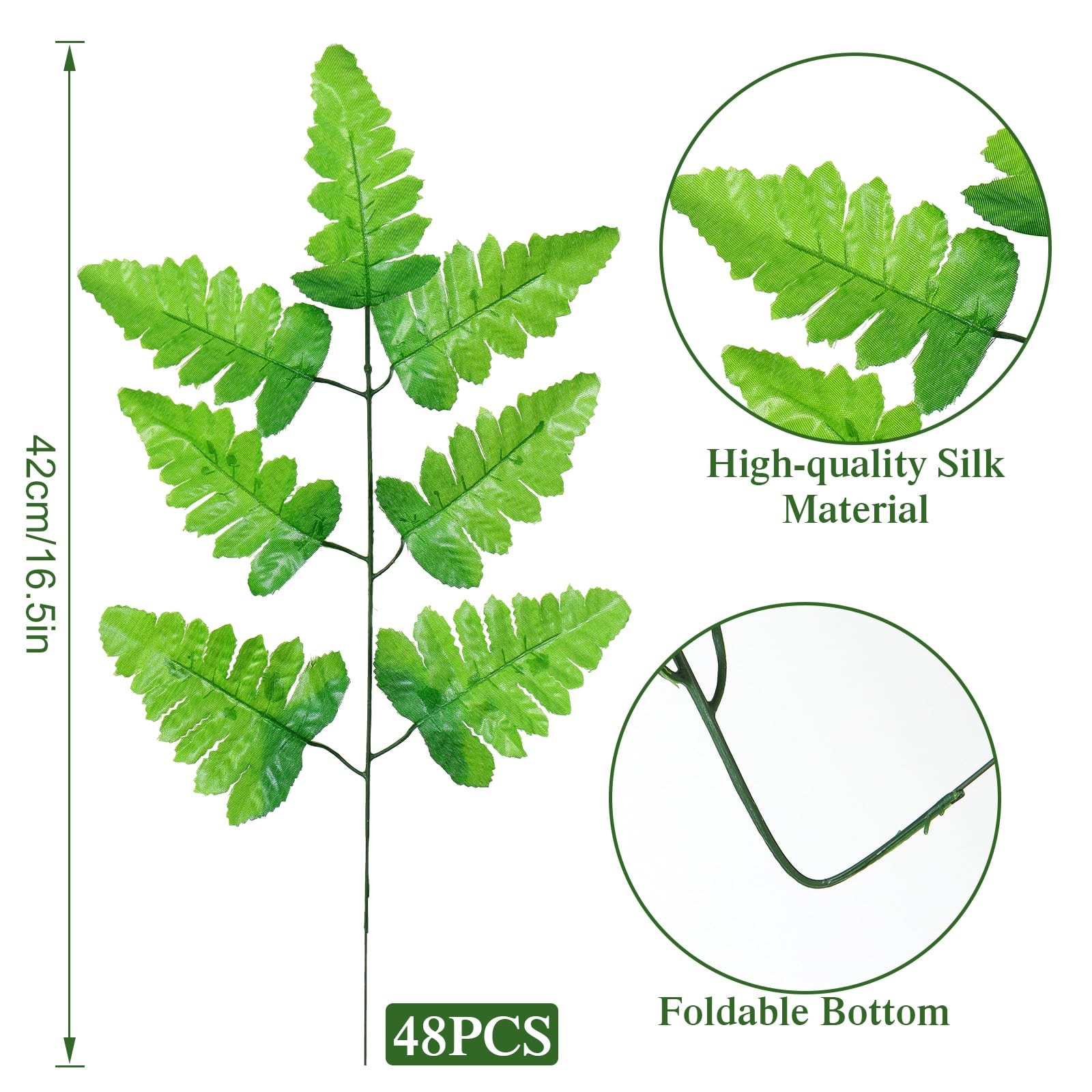 TOCHGREEN 48 PCS Artificial Silk Leather Leaf Fern Picks Artificial Greenery …