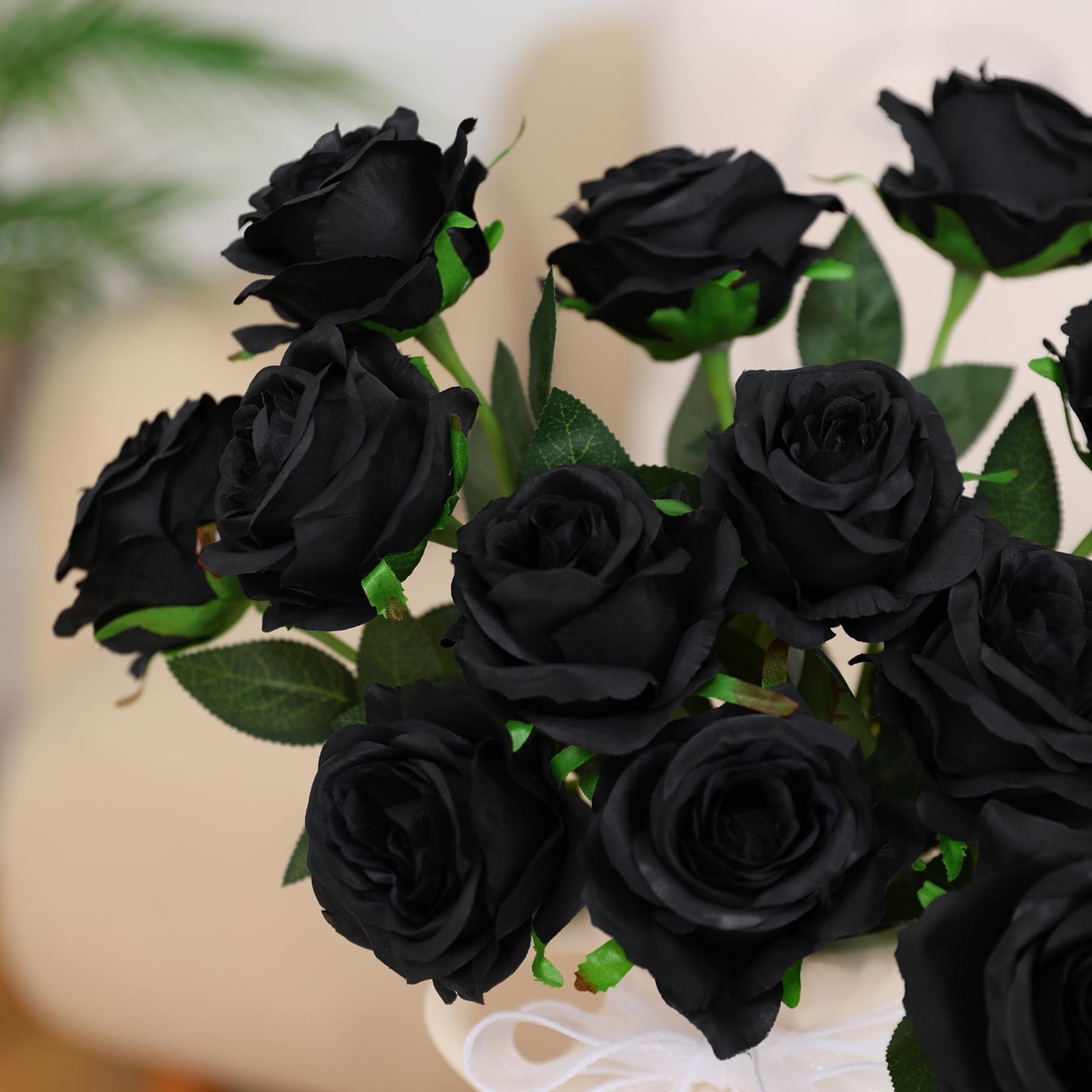 50pcs Artificial Silk Roses Bulk,Fake Roses Flower with Stems Realistic Flowe…