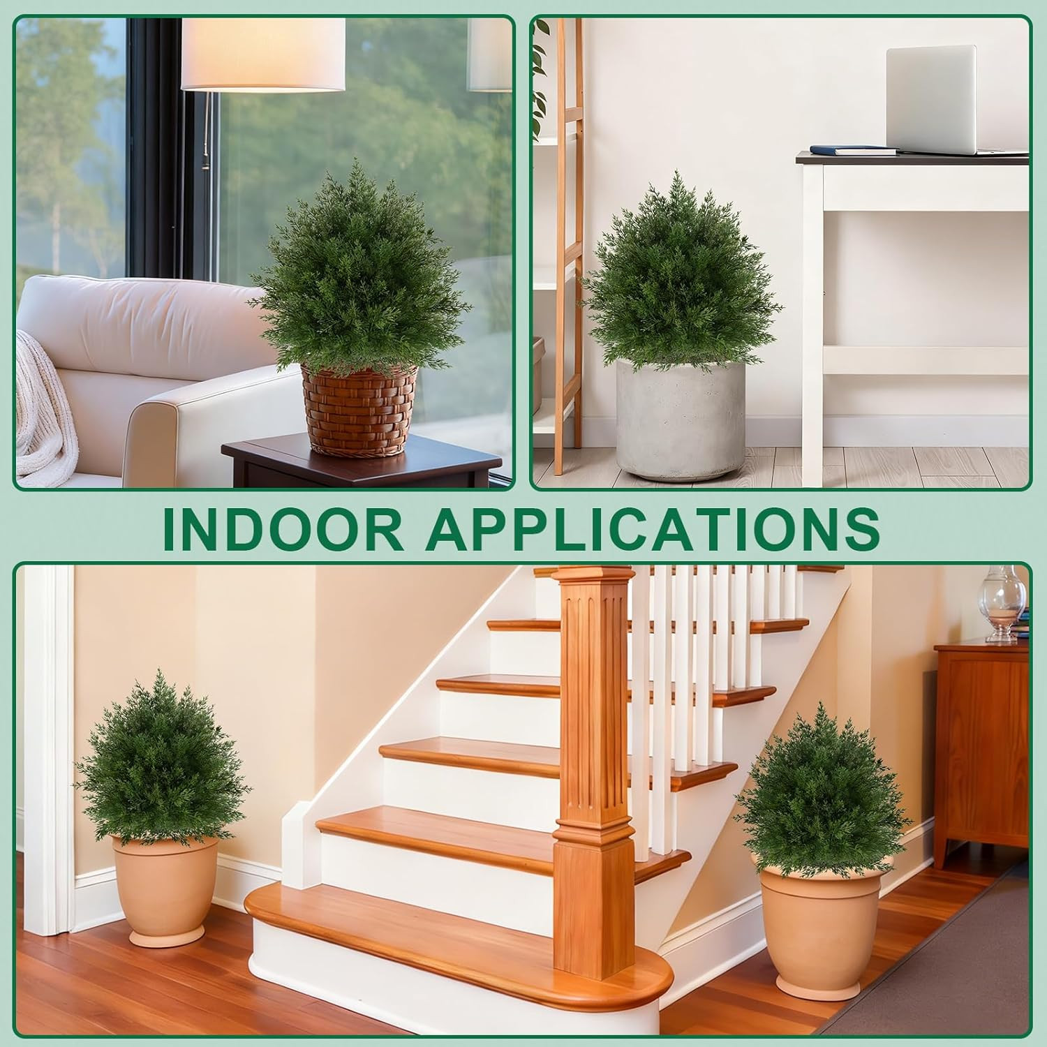 16″ UV Resistant Artificial Cedar Topiary Balls – 2 Pcs for Indoor/Outdoor Decor