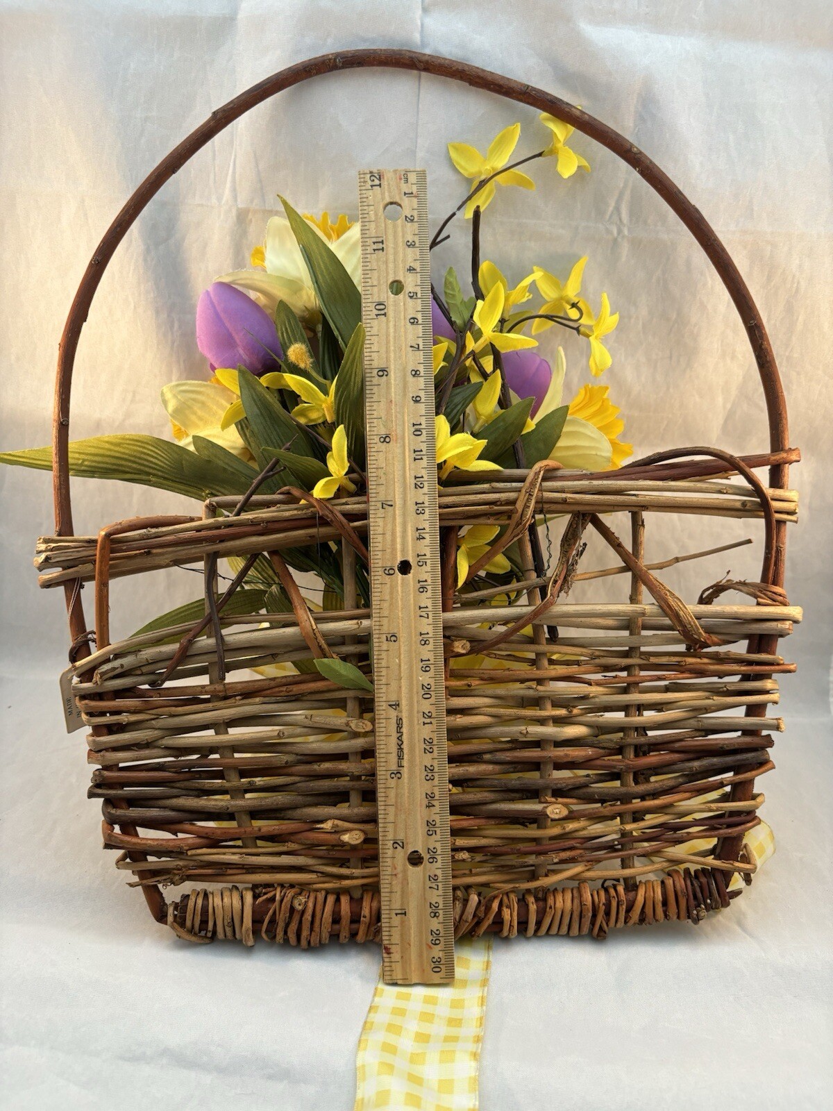 Hanging Door Wall Basket with Spring Summer Faux Flowers