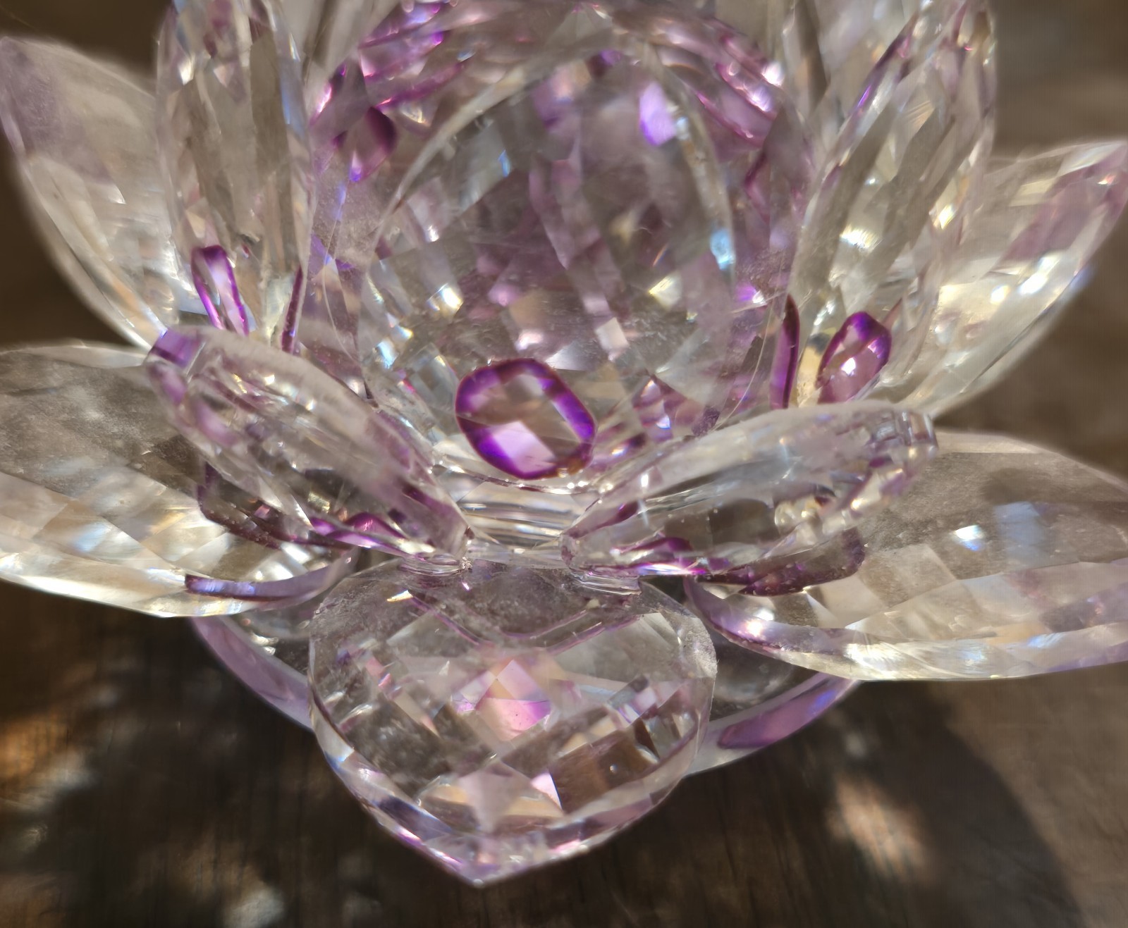 3⅝” Crystal Lotus Flower Pink/Purple Accent Decorative Mini Centerpiece Table