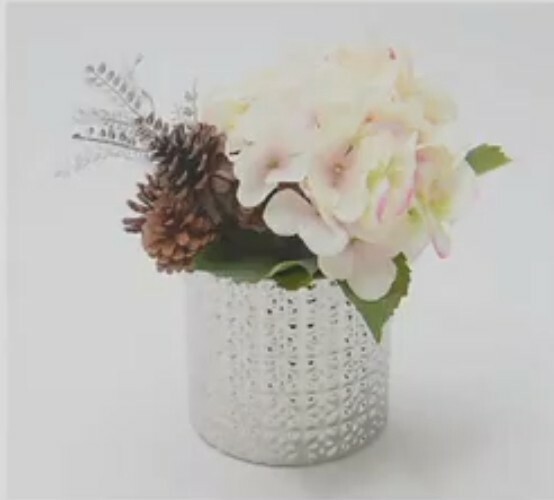 Real Touch Rose & Hydrangeas in Textured Pot w/ Gift Bag by Peony, Pink