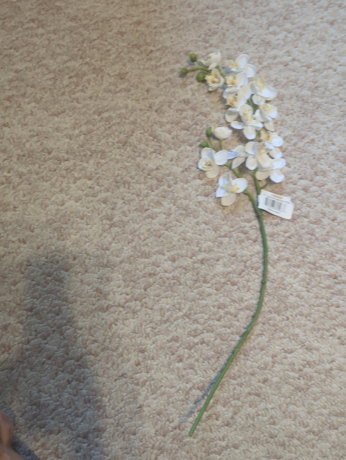 Faux white artificial dancing lady orchid stem