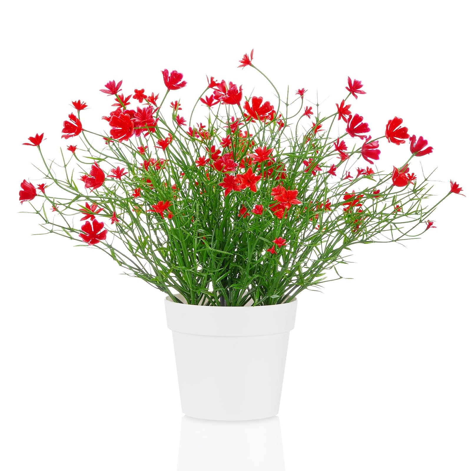 Artificial Babys Breath Potted Fake Plants Faux Indoor Home Office Decor Red