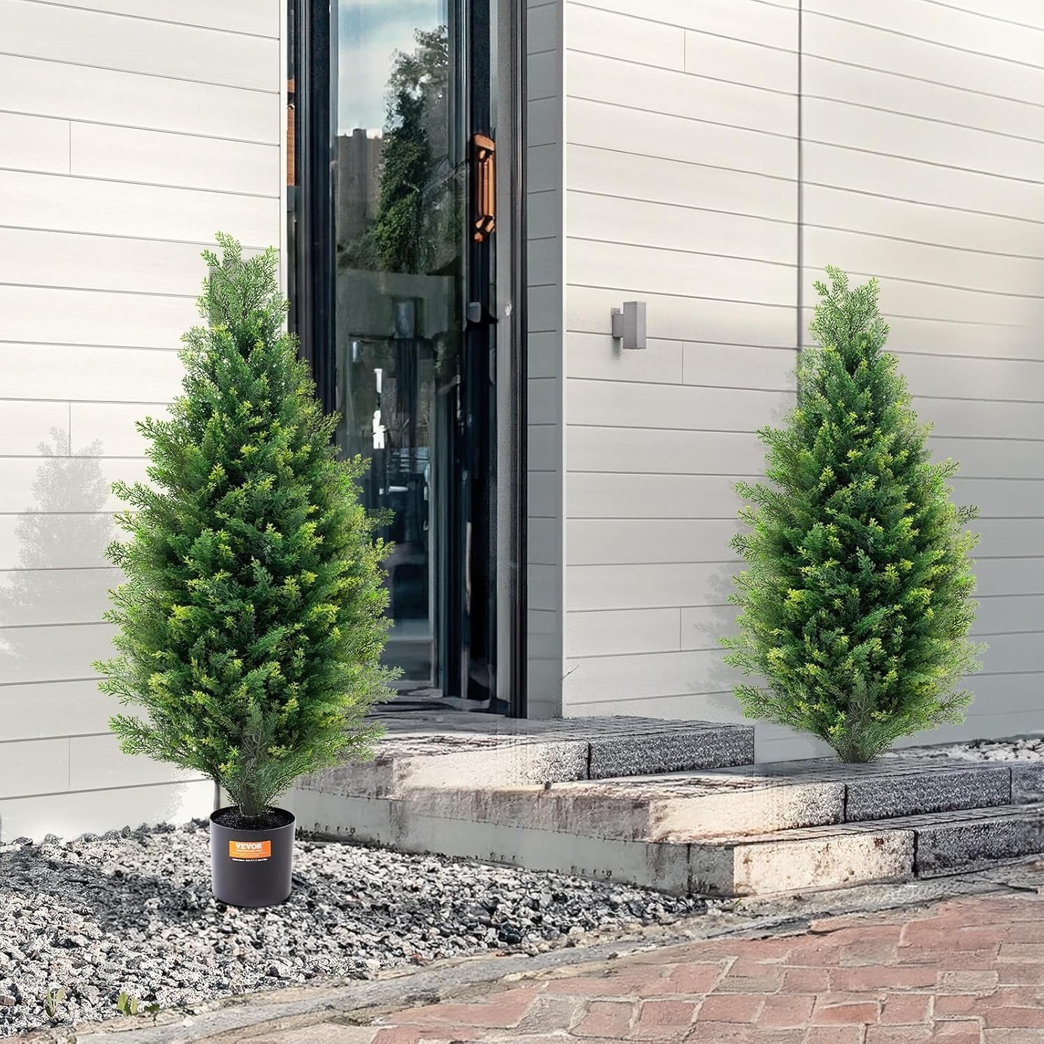 36-inch Faux Cedar Topiary Tree Set – -Round Indoor/Outdoor Plants – 2 Pack