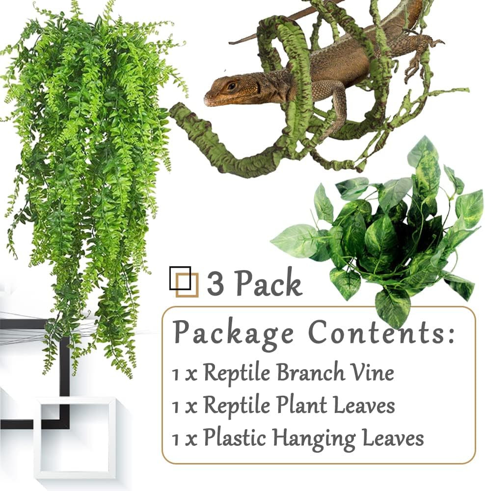 Artificial Reptile Vine Hanging Plants 2Pcs Green Decor For Terrarium Habitat