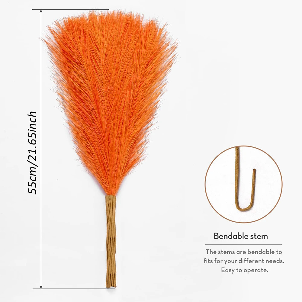 20PCS Artificial Faux Bulk Pampas Grass 55CM Boho Decor Flower Fake Plant Fluffy