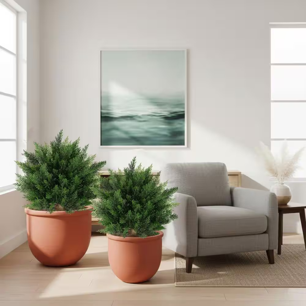 2-Set 2.36 Ft. Artificial Green Tree 28.35 In. Fake Plants Outdoor Indoor Faux T