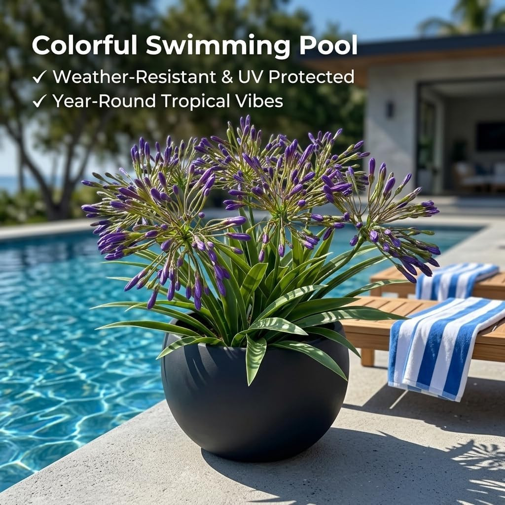 Realistic Artificial Agapanthus Flowers for Outdoor Decor – Purple Red White