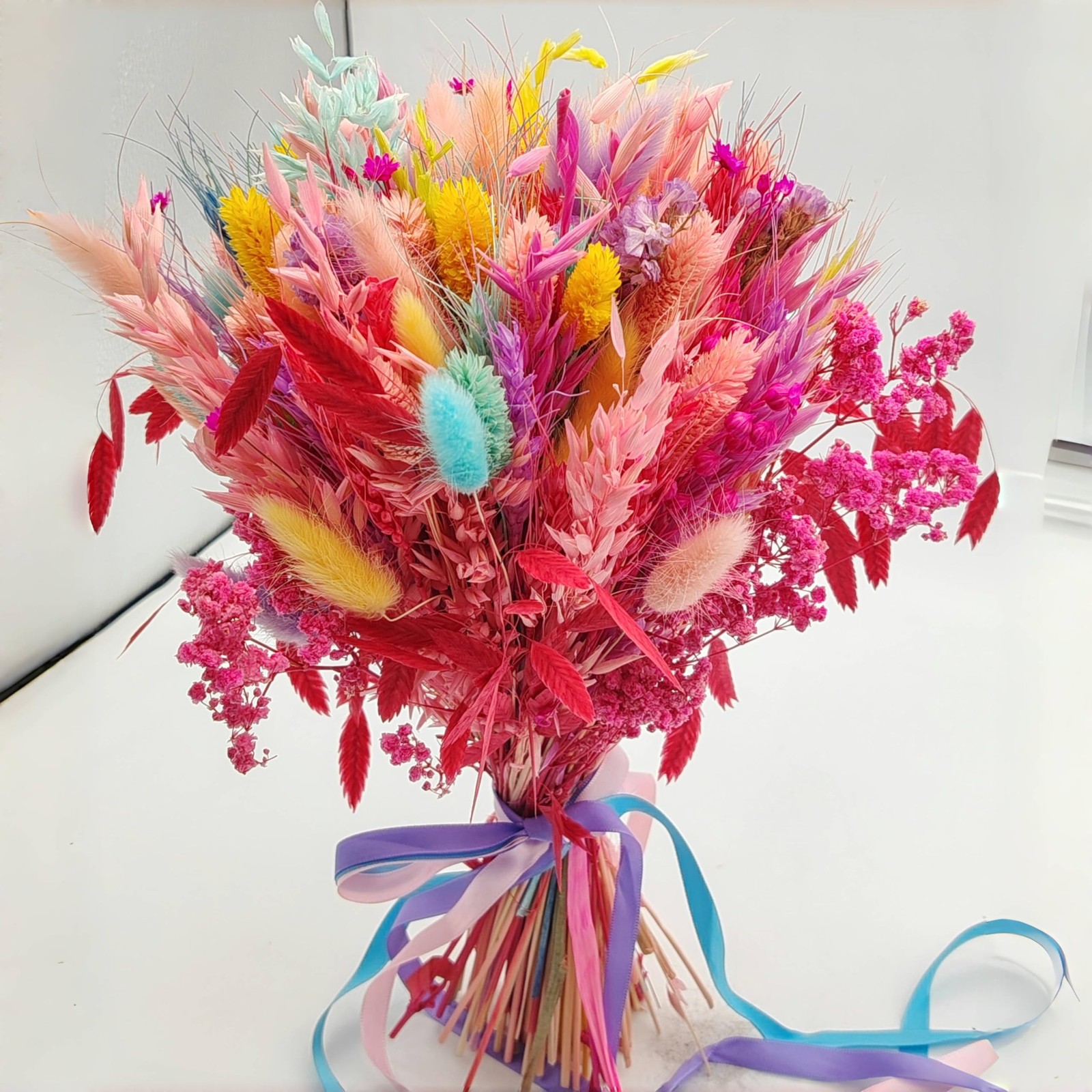 119 PCS Pink Pampas Grass Dried Flowers Bouquet Preserved Fall Flower Decor