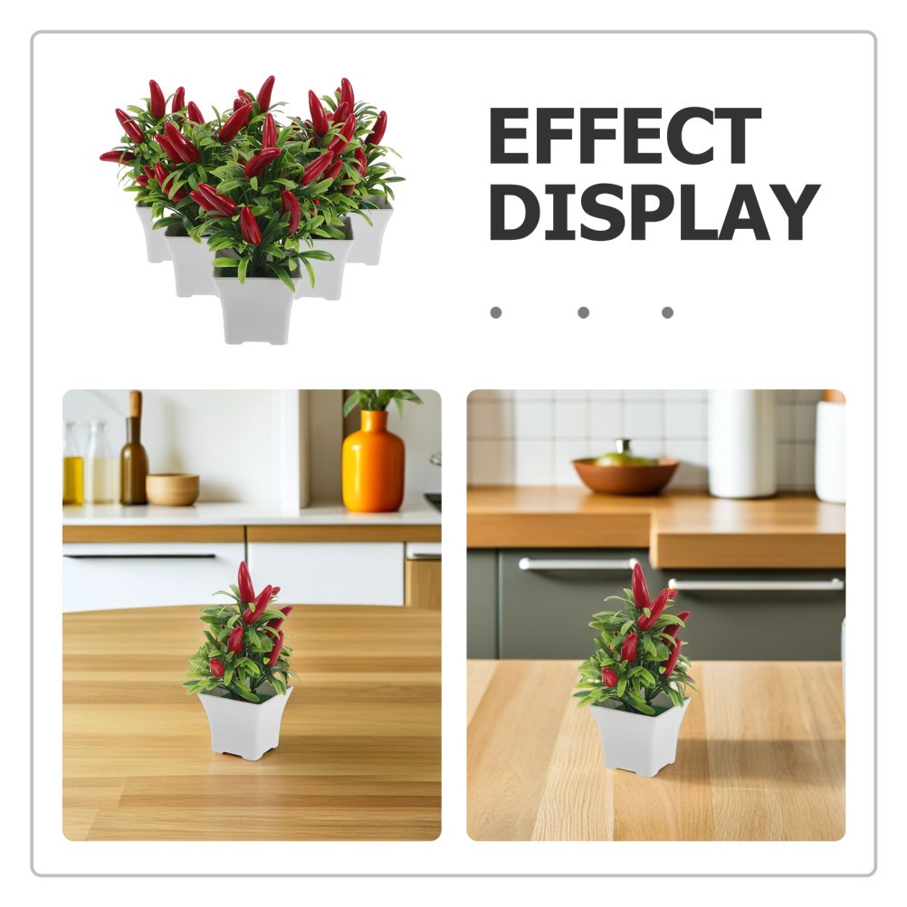 6Pcs Lifelike Artificial Pepper Tree Bonsai Reusable Decor for Office and Home