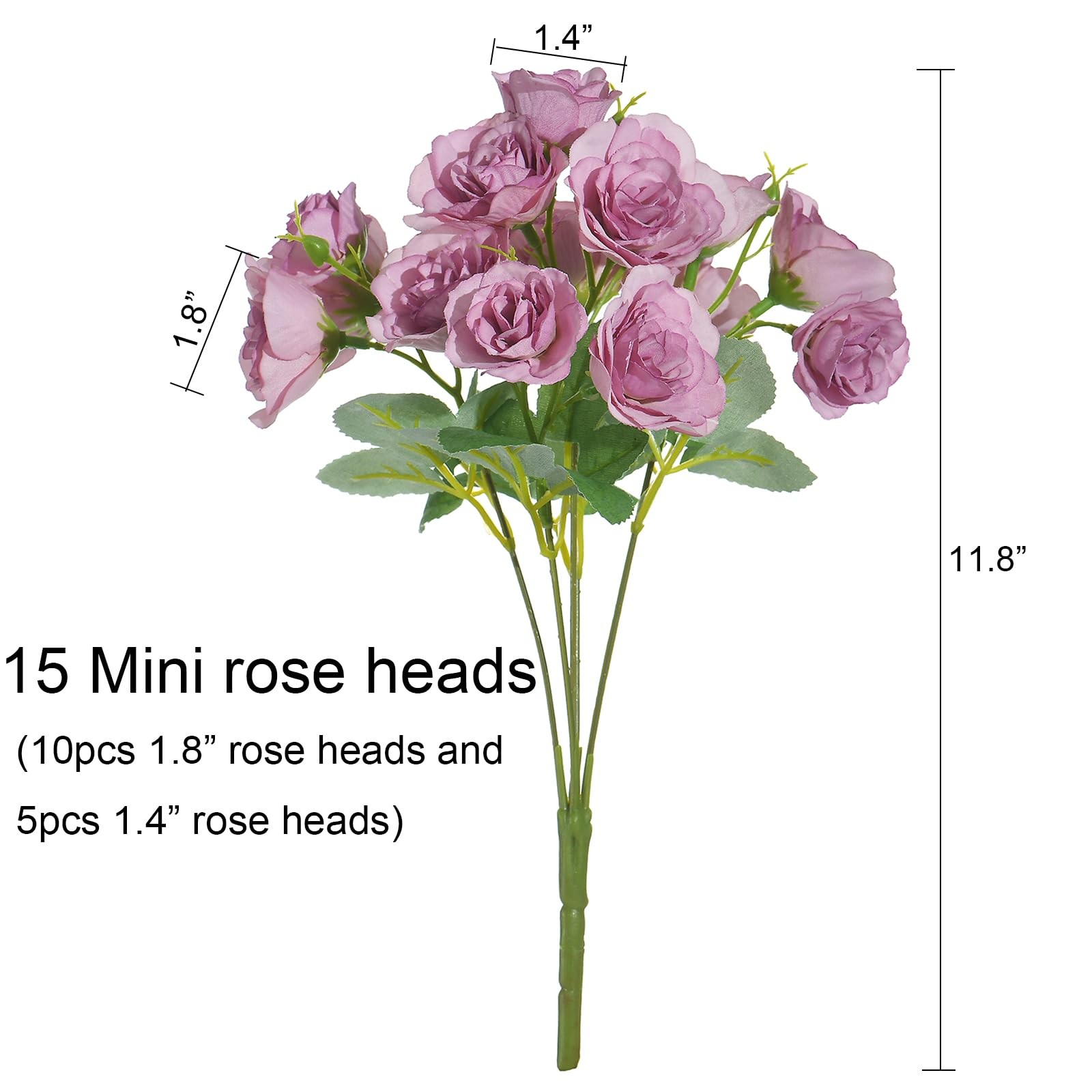 60 Heads Small Artificial Roses, 4 Bundles Silk Flower Bouquets, Outdoor UV R…