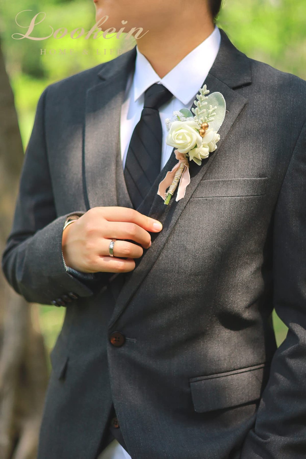 Dusty Rose Wedding Boutonniere For Men Set Of 6 Artificial Rose Boutonniere For