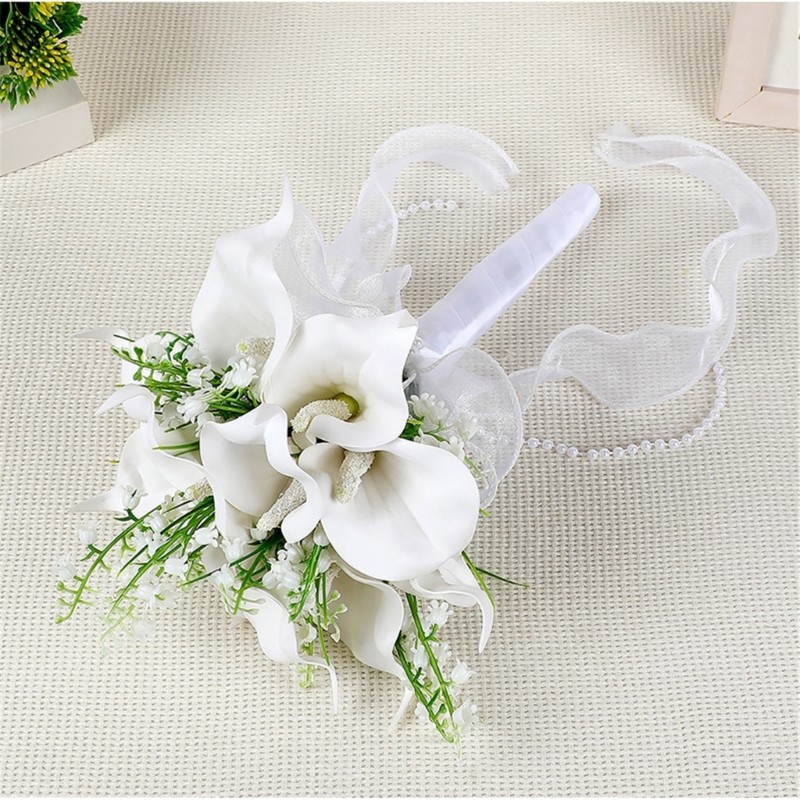 Gorgeous Silk Flower Handheld Bouquet Artificial Callalily Wedding Decoration