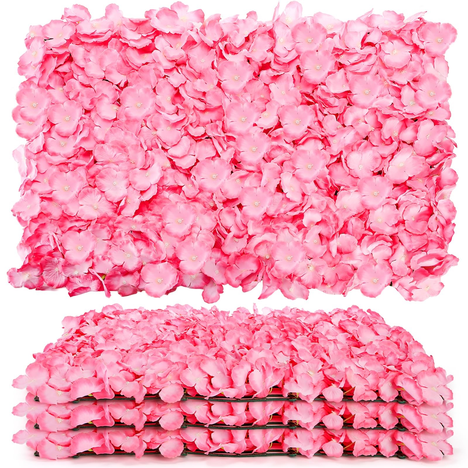 4 Pack 24″x16″ Flower Wall Panel Set, Artificial Flower Backdrop, 3D Silk Pin…