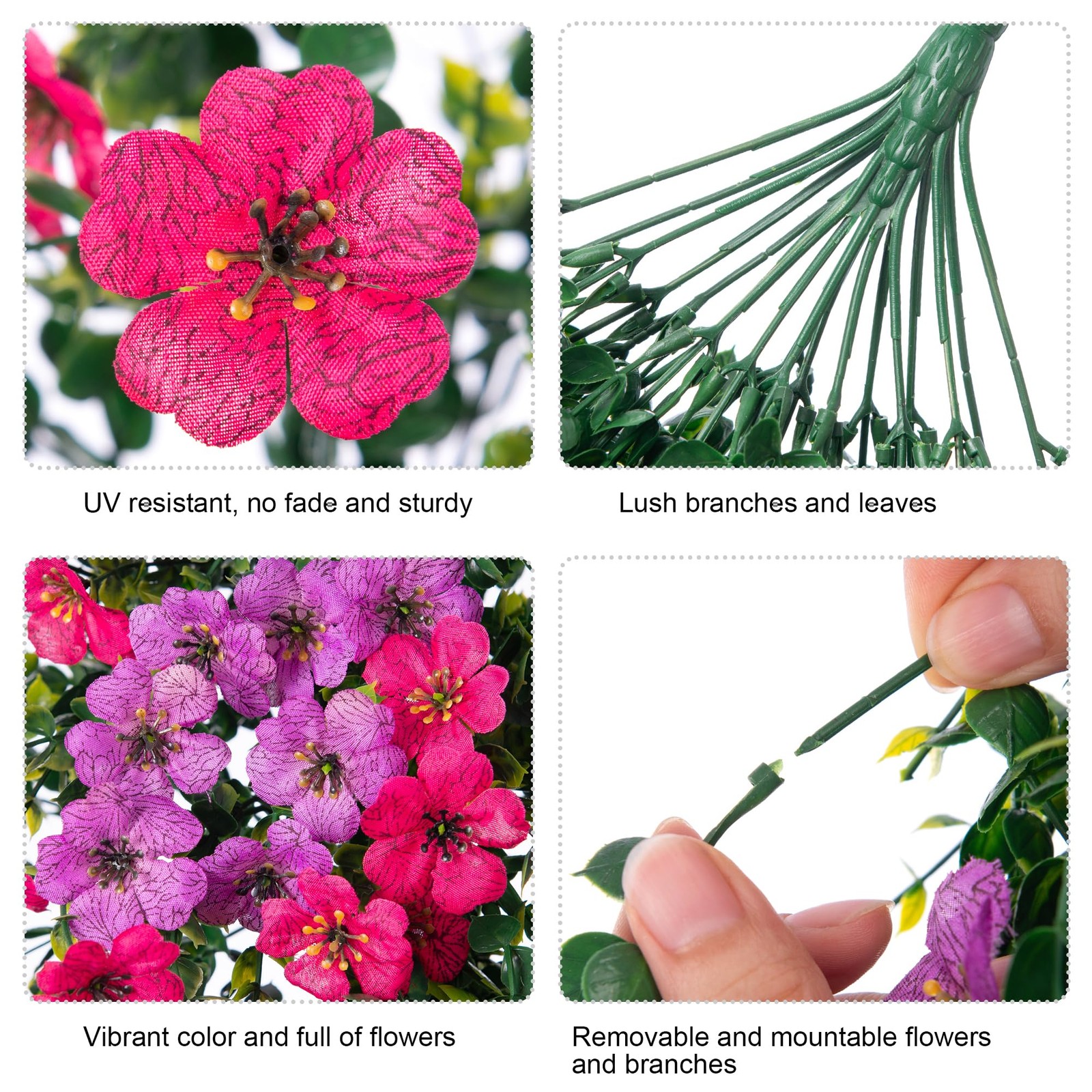 Artificial Faux Hanging Flowers Plants for Outdoor Decor, 2 PCS Outside Fake …