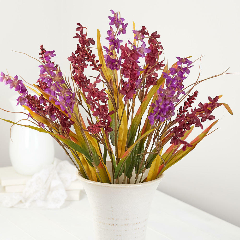 Factory Direct Craft Bountiful Artificial Purple and Burgundy Delphinium Sp