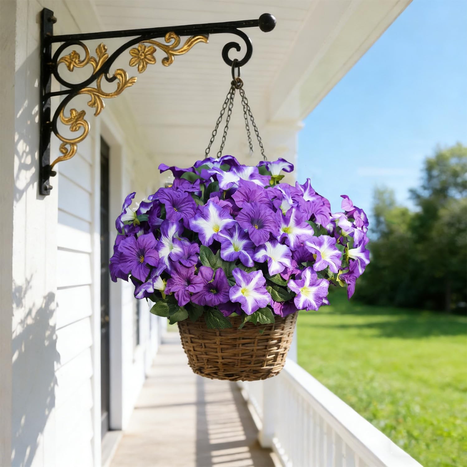 Autumn Artificial Flowers for Outdoors, UV Resistant Fake Morning Glory, Look…