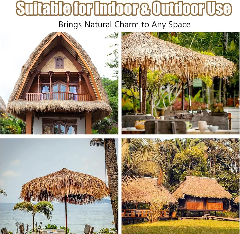Realistic Synthetic Thatch Roll Sun-Bleached Yellow Customized Sizes – Reinforce