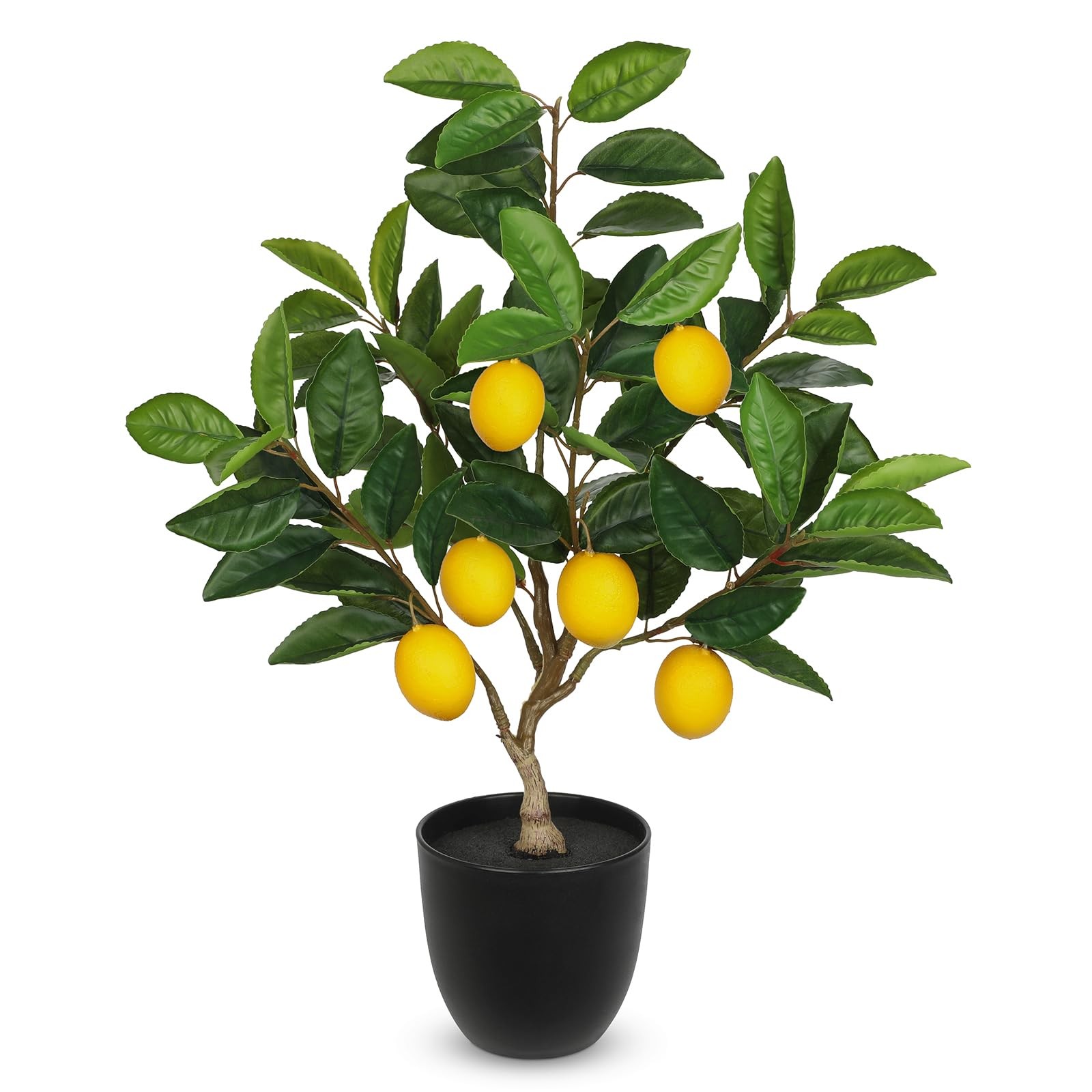 Artificial Potted Plants 19.7 Inch Small Fake Lemon Citrus Tree Black Pot
