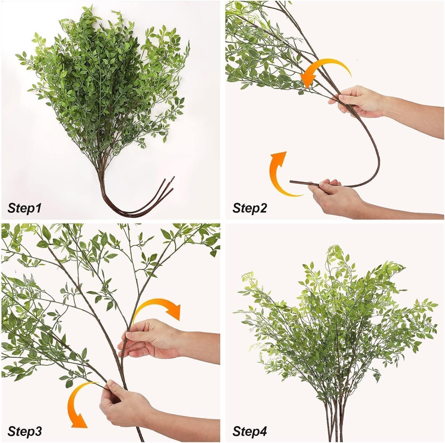 3Pcs Artificial Plant Leaves Bunches 41.7 Inch Nandina Artificial Greenery St…
