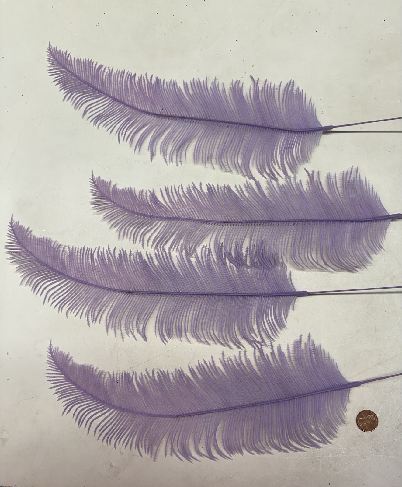 Vintage Plastic Light Purple Feather Fern Stems – 4 Ferns