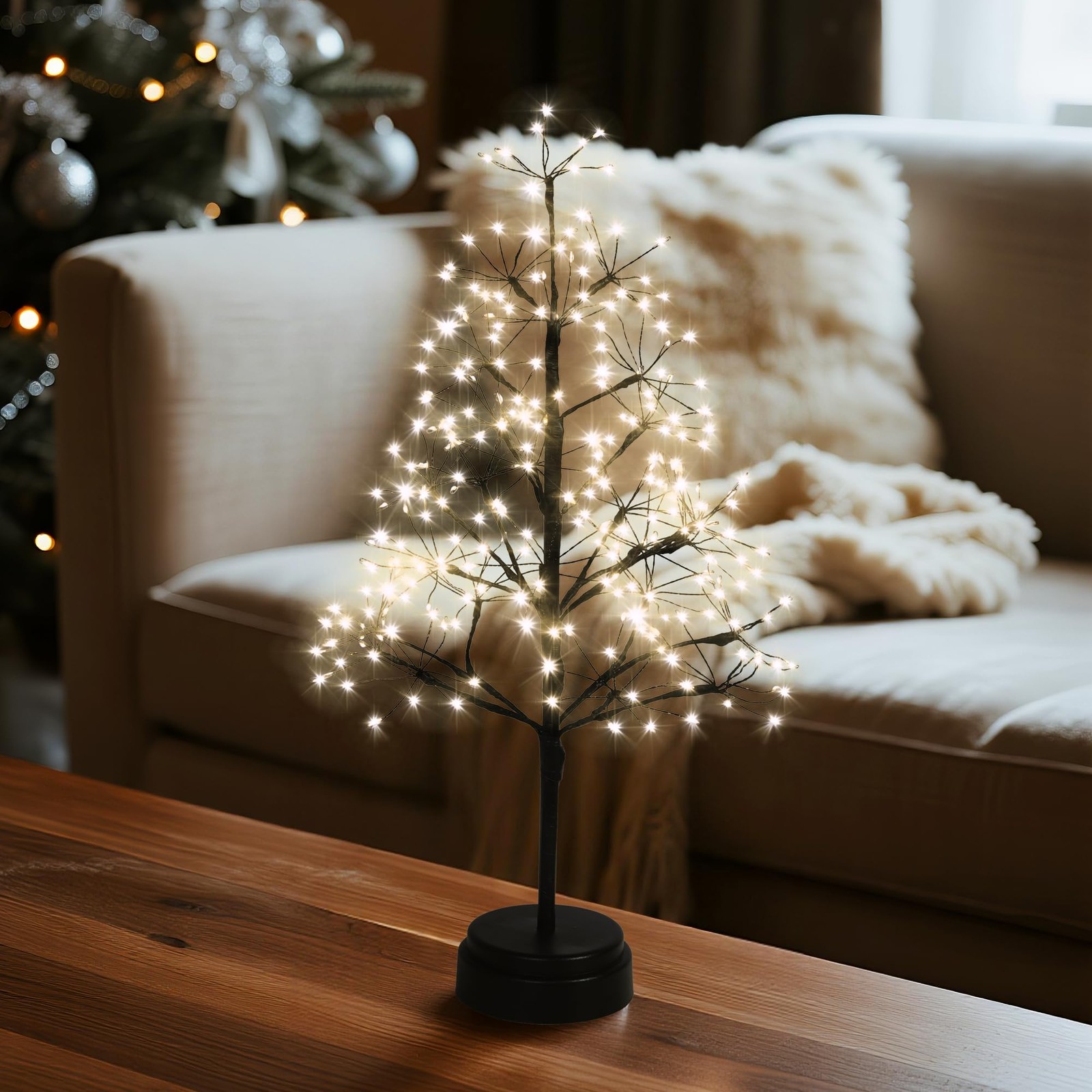 17.7 Inch 250LED Fairy Tree Lamp Artificial Bonsai Battery Timer Warm White