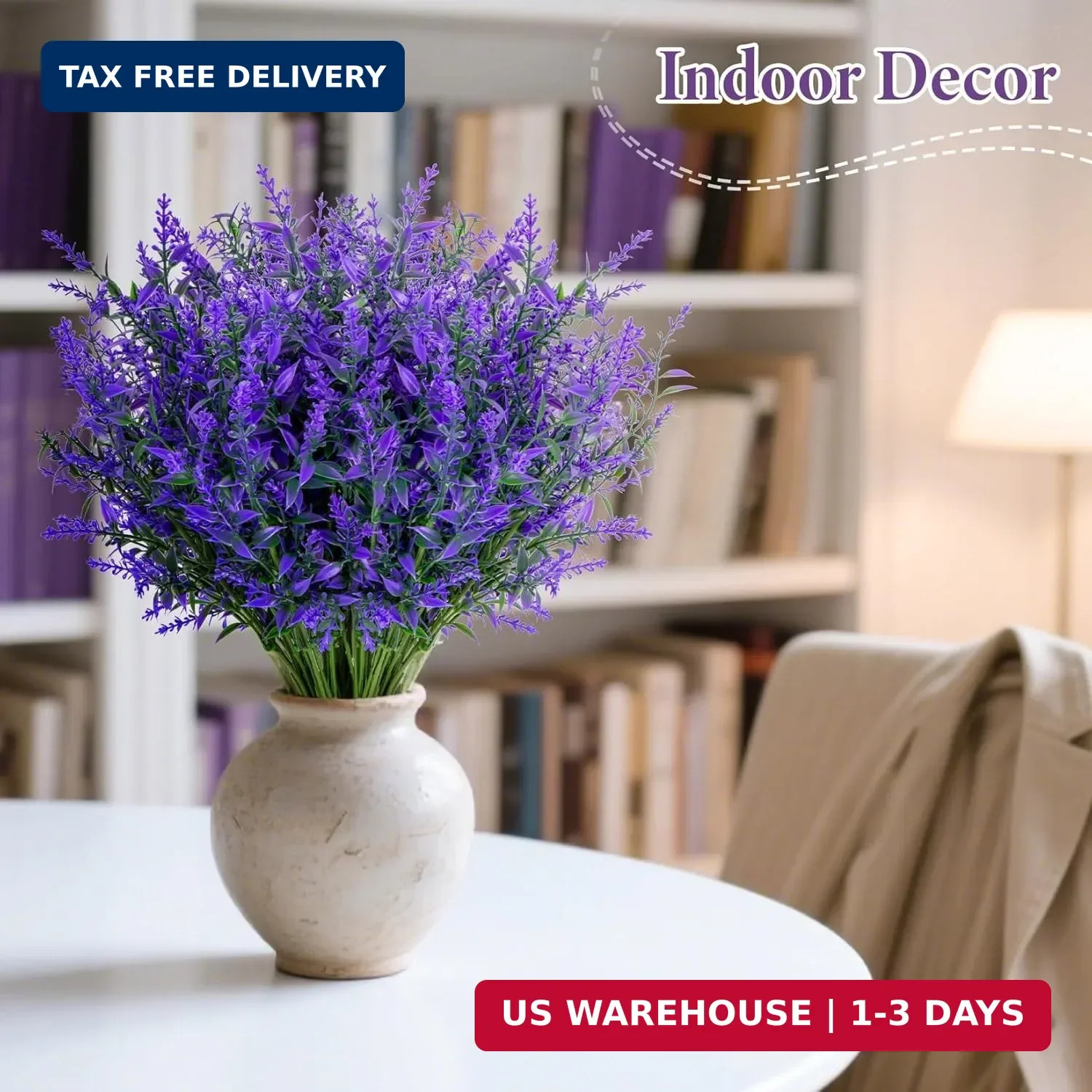 Artificial Lavender Flowers – 7 Pcs Artificial Flowers for Outdoors Faux Lavende