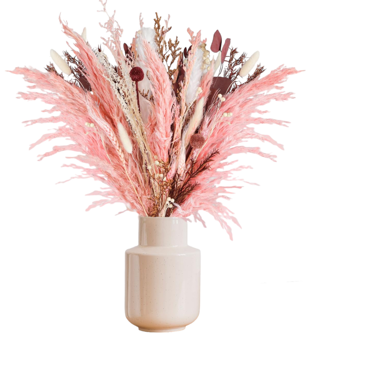 17 Inch Natural Dried Flowers Bouquet Pink Pampas Mix Dry Floral
