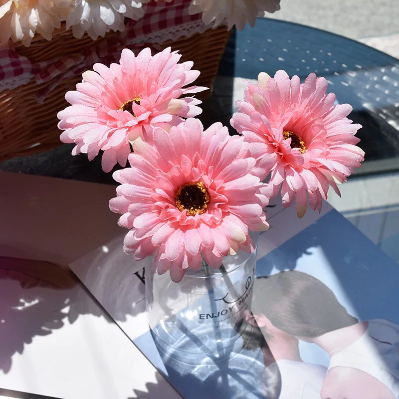 1Pc/3Pc/6Pc Artificial Silk Gerbera Flowers Wedding Home Verandahs Table Decor F
