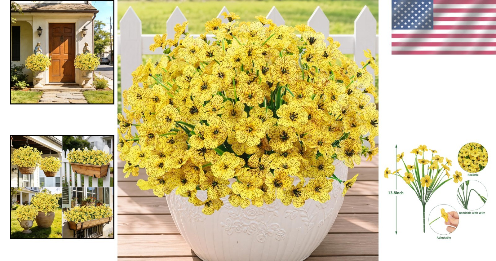 24 Bundles Artificial Flowers for Outdoors UV Resistant Silk Fake Flowers Faux