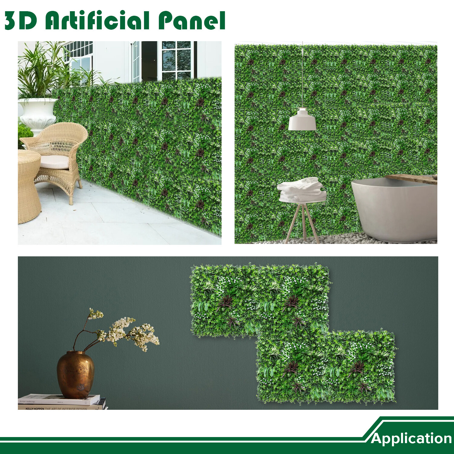 40″ Artificial Grass Mats 3D Mixed Plant Wall Ledge Decor For Home Festival #5