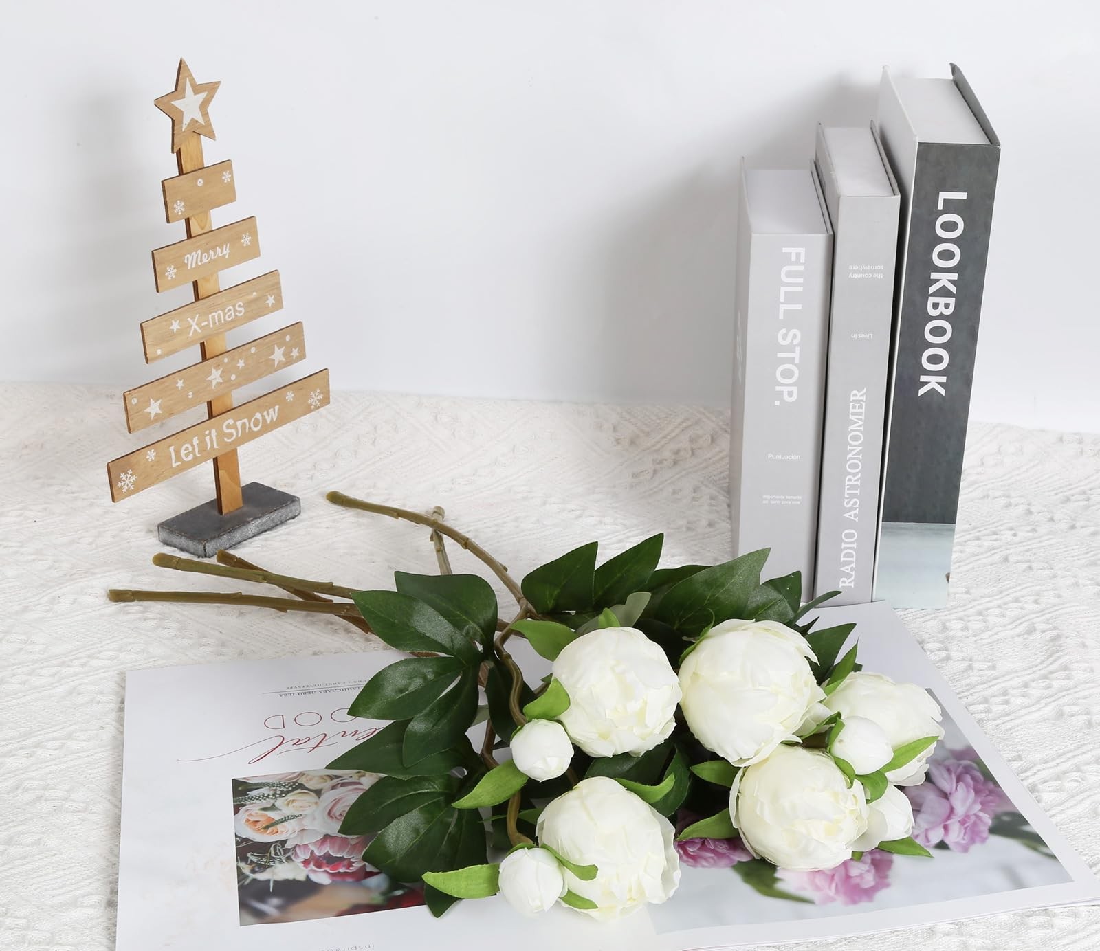 White Peonies Artificial Flowers 8pcs Peony Silk Flowers Fake White Flowers f…