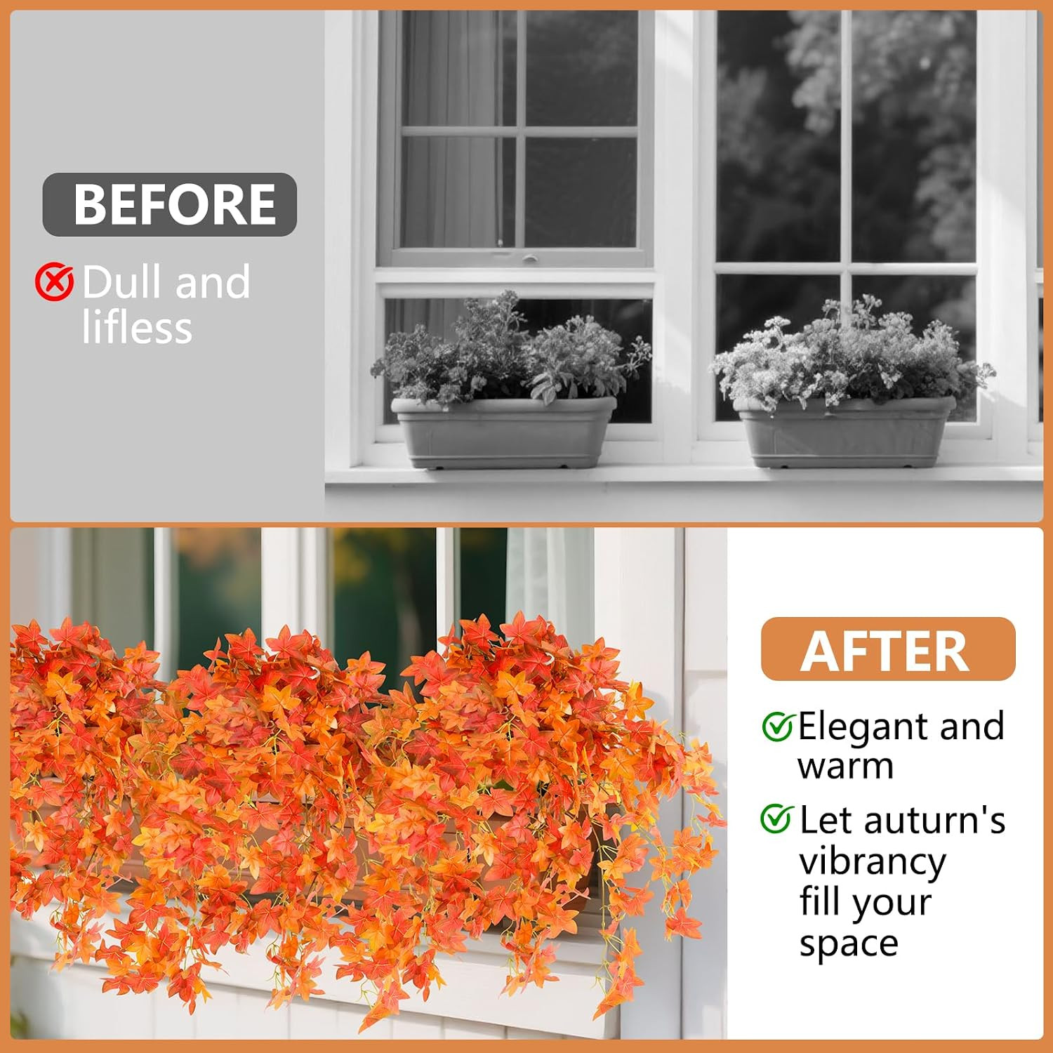 3PCS UV Resistant Fall Maple Fake Plants for Outdoor Decor – Red Leaves