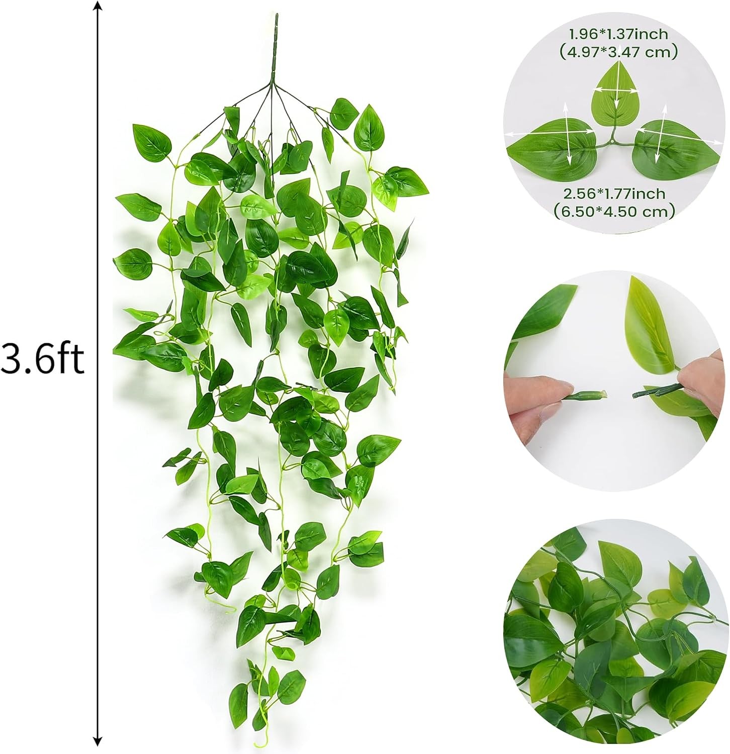Fake Hanging Plants 2pcs Artificial Hanging Plant for Indoor Outdoor Faux Pothos