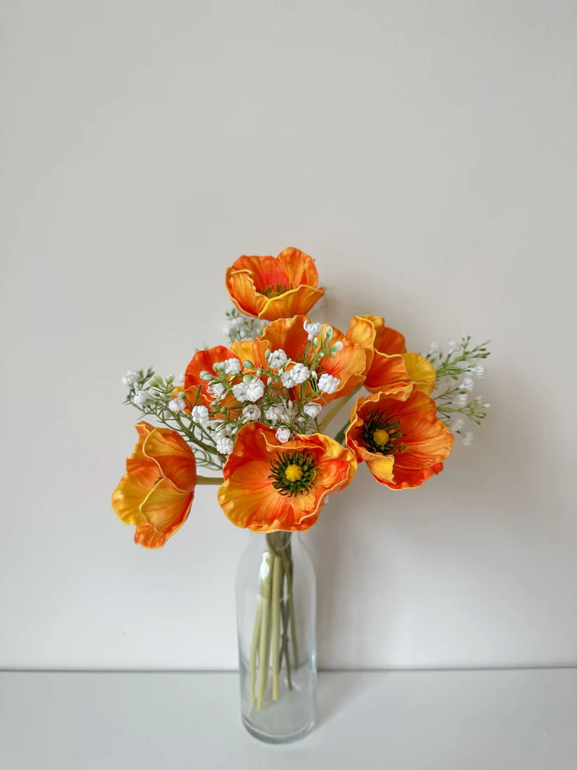 Real Touch Artificial Poppy Flower Bunch (24Stems)