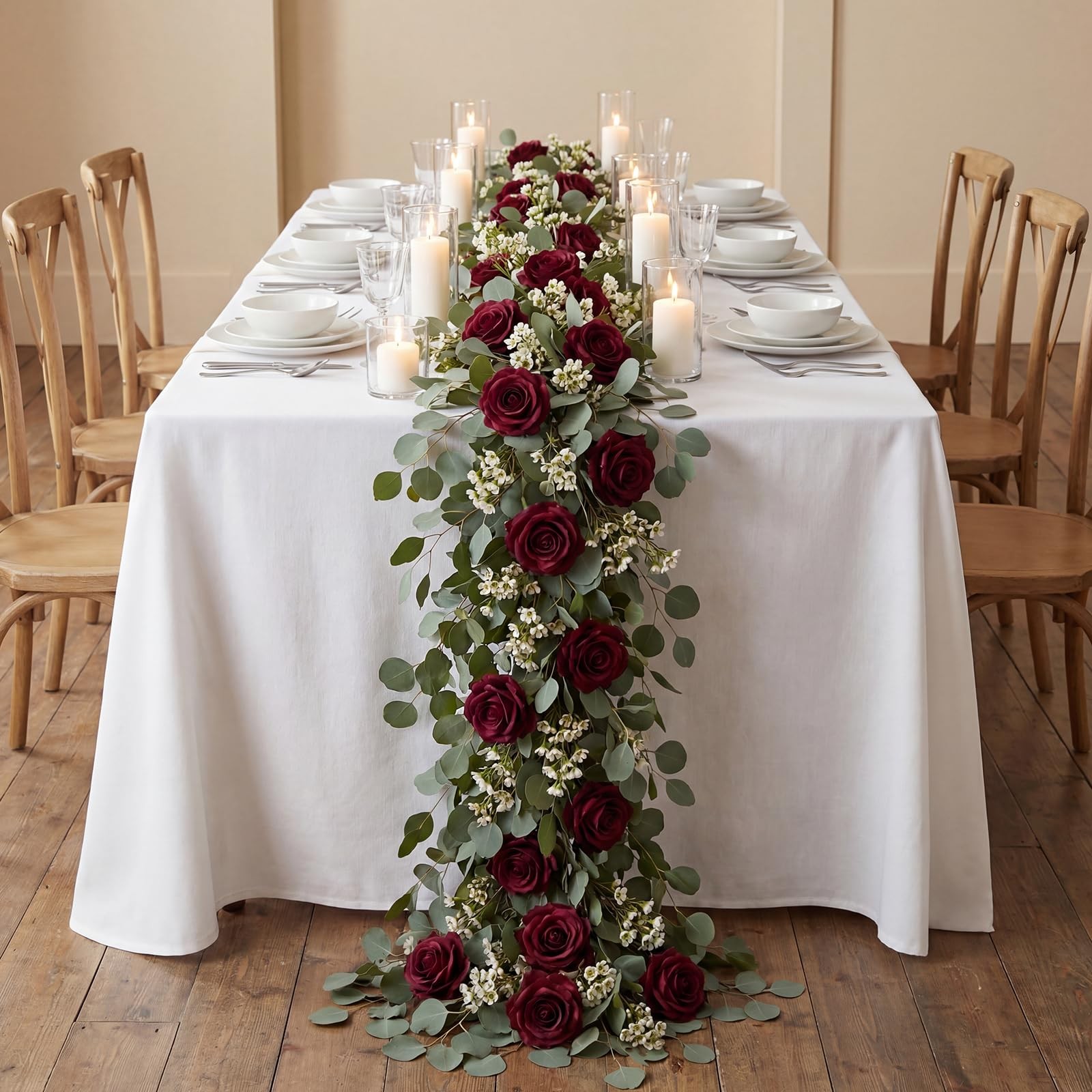 16 PCS 3.54 Inch Burgundy Artificial Silk Velvet Roses Bridal Bouquets Decor