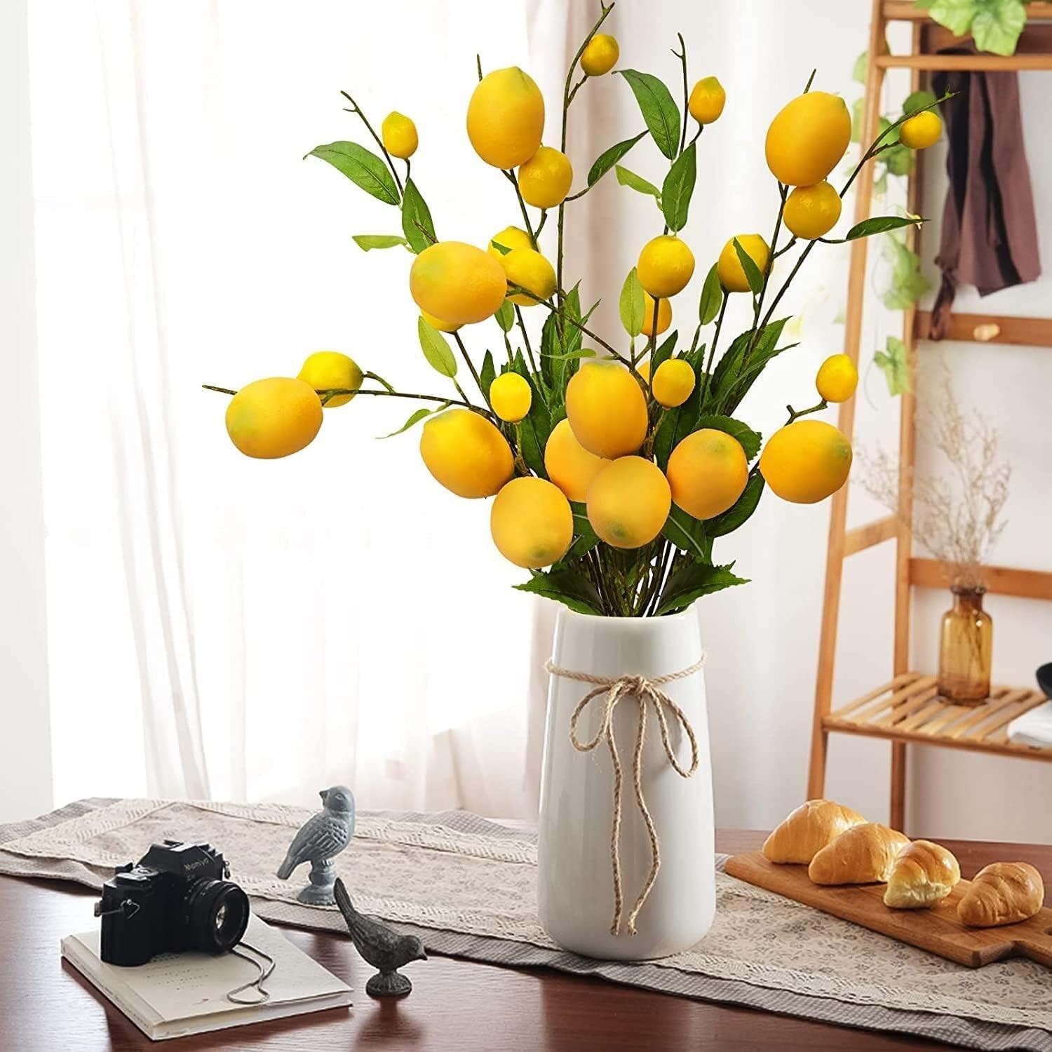 Versatile 2 Pack Artificial Lemon Branches – Ideal for Home and Outdoor Spaces
