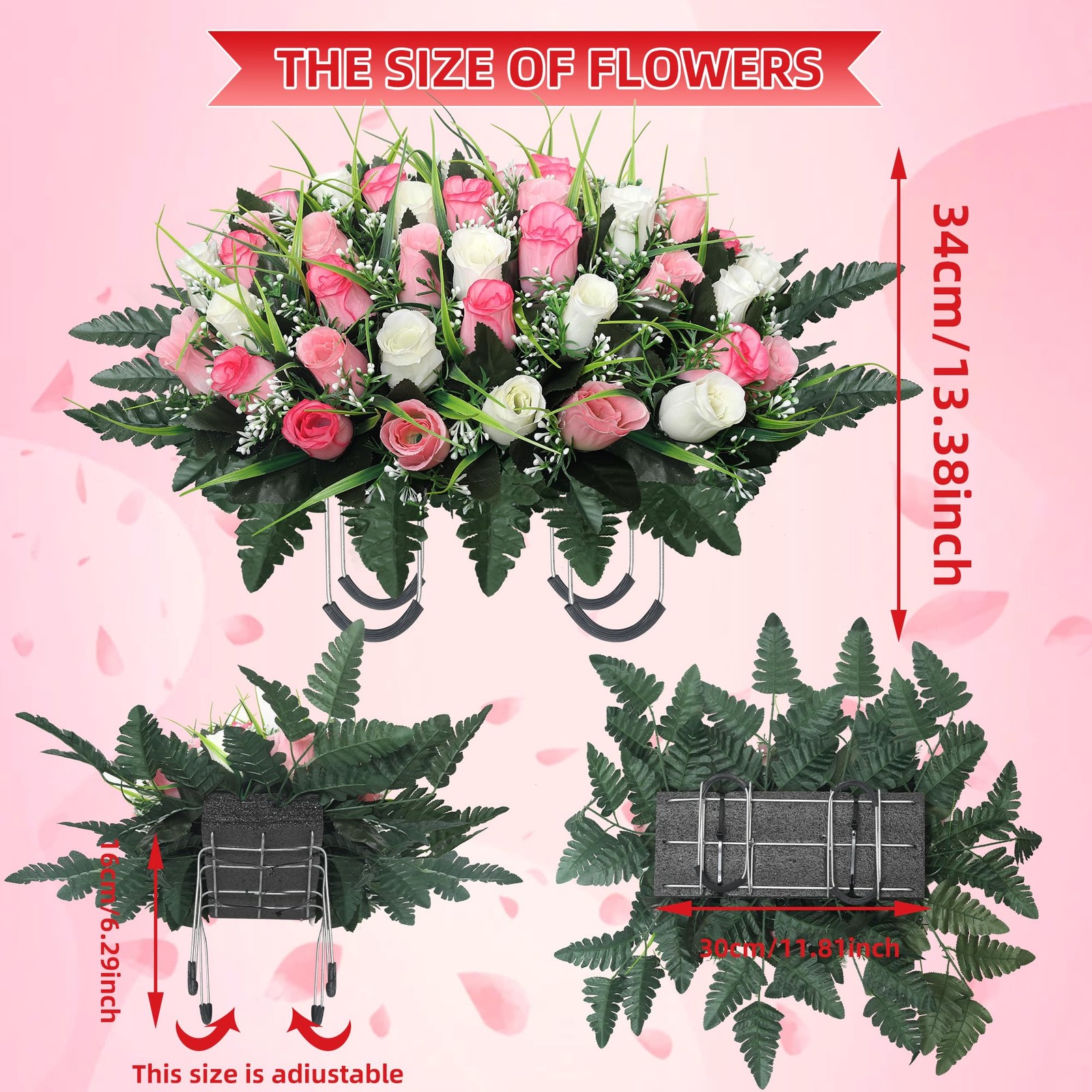 Cemetery Flowers for Grave,Headstone Flower Saddle,Flowers for Cemetery Grave…