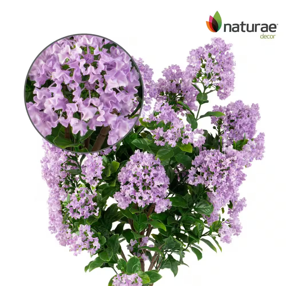 36 In. Purple Artificial Crape Myrtle in Black Pot Floral Arrangements