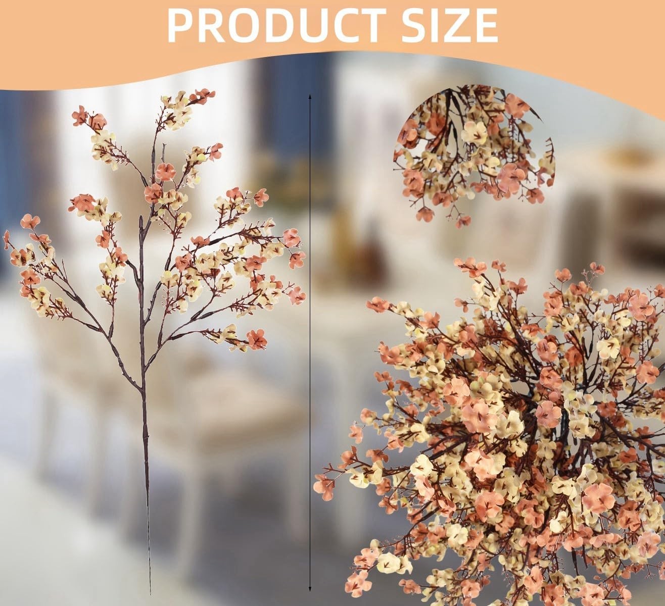 10 PCS Baby Breath Artificial Flowers Pale Coffee Silk Gypsophila Faux Wedding