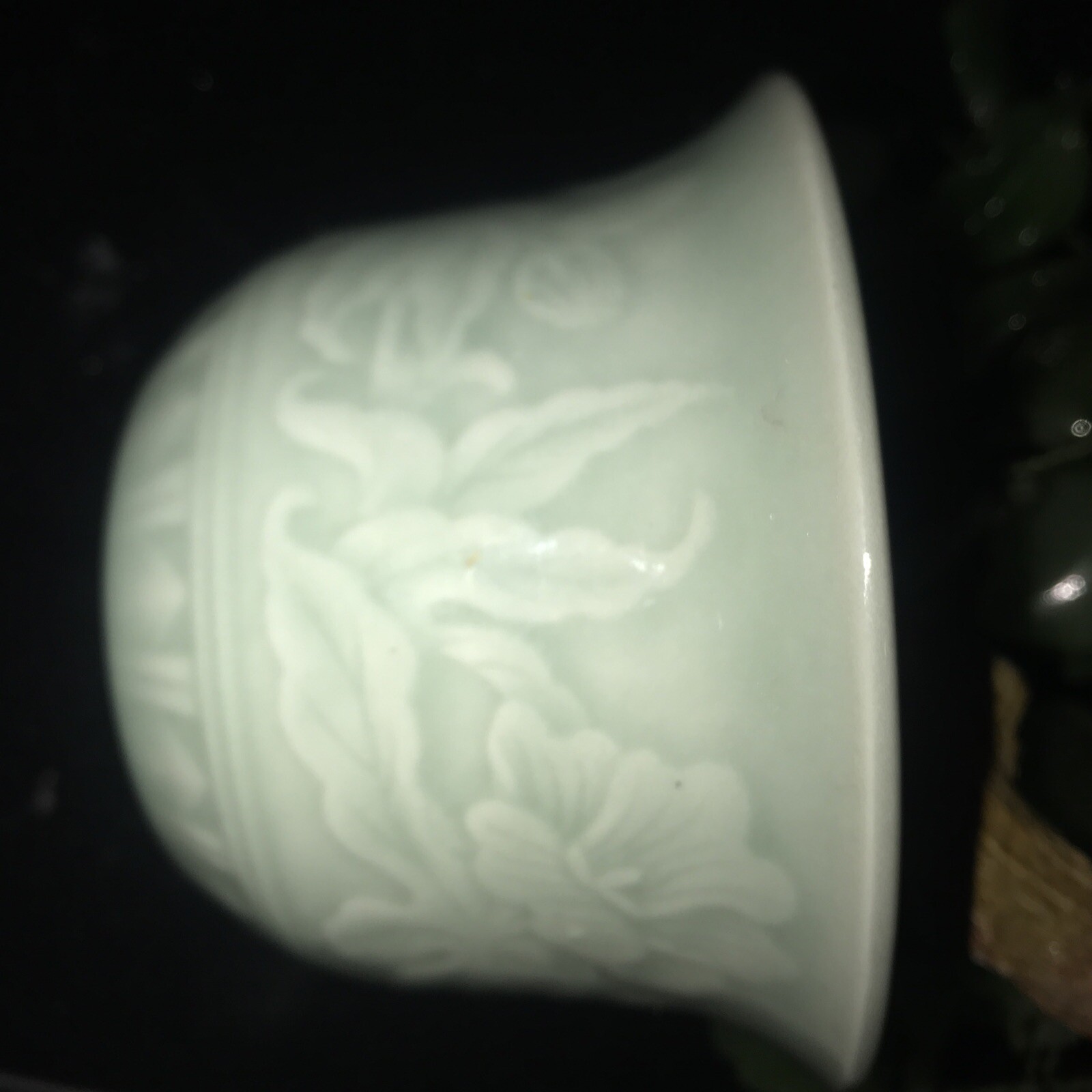 Vtg Chinese Jade & Glass Bonsai Tree Large White Peony Flowers Celadon Pot MCM