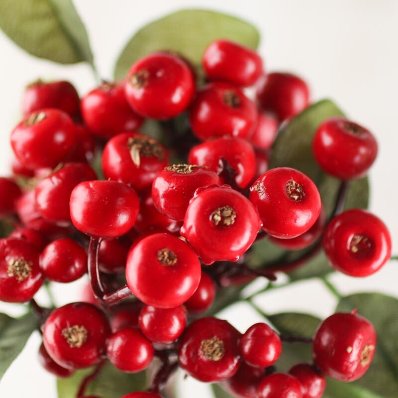 Artificial Red Berry Cluster Picks