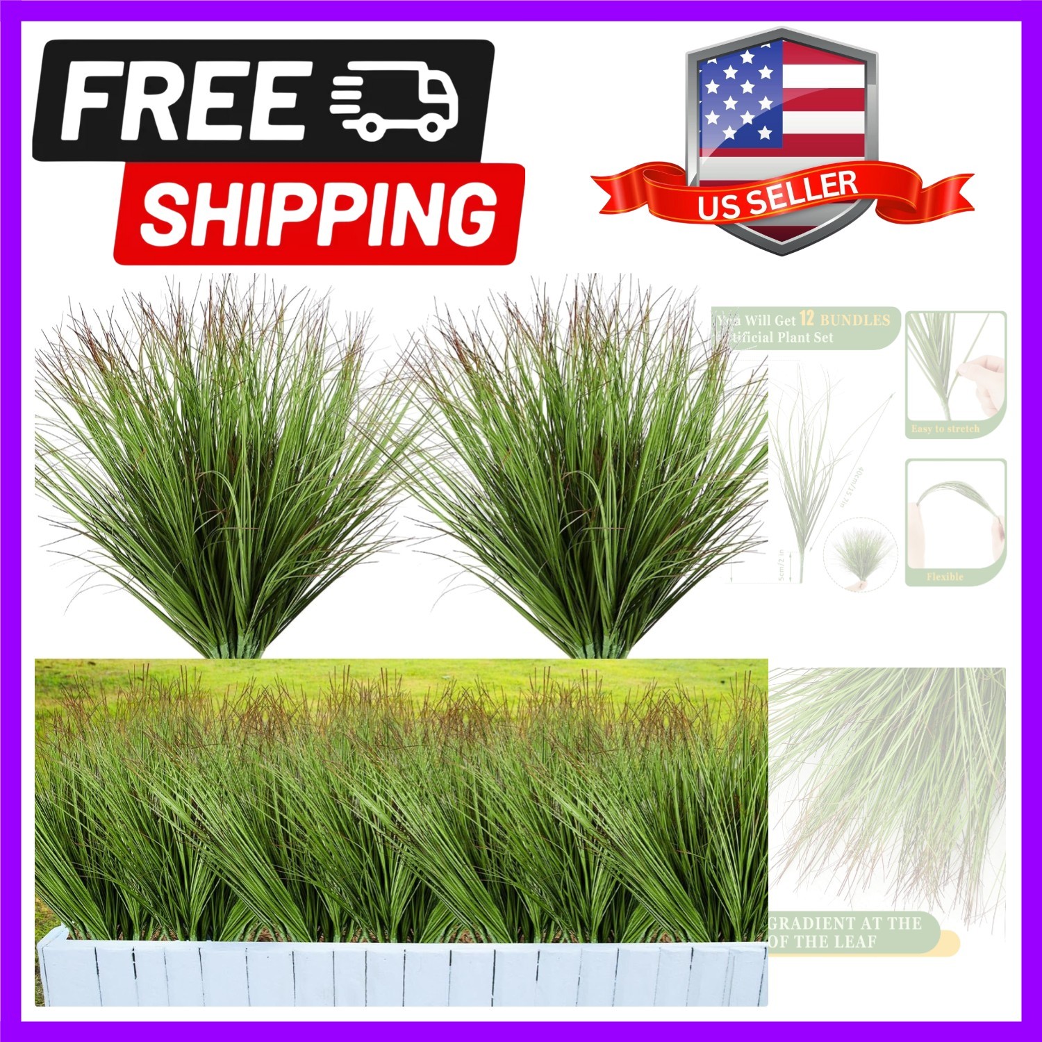12 Pcs Beautiful Faux Grass Plants – Chic Greenery for Effortless Elegant Decor